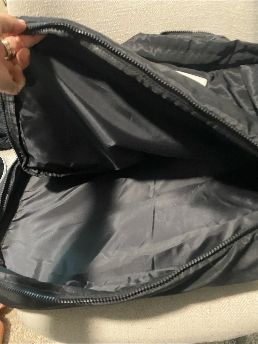 Black Nylon overnight Tote Bag